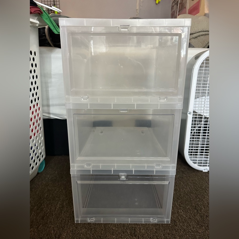 Clear Clip open and shut Shoe storage boxes